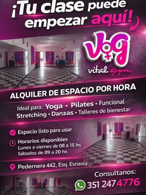 Folleto de Vital Gym en su salón de Pedernera 442